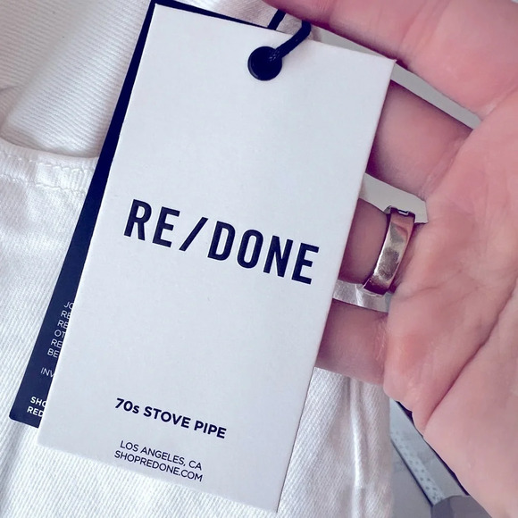 Re/done new with tags size 23 white destroyed 70’s stove pipe cropped jeans - Picture 9 of 14